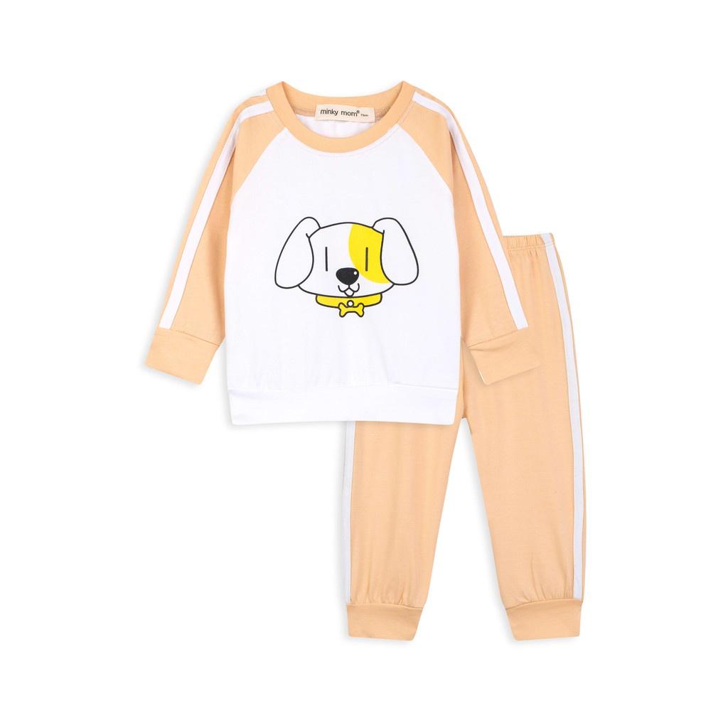 Bộ Quần Áo Dài Tay Cotton 100% Raglan In Hình Động Vật Kẻ Sọc Quần và Vai áo Cho Bé 5-17Kg