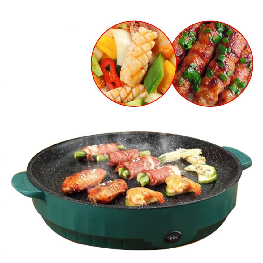 Chảo Nướng Điện Đa Năng Mini, Công Suất 600W, Lớp Chống Dính Cao Cấp, Có Thể Điều Chỉnh Nhiệt Độ, Thiết Kế Sang Trọng