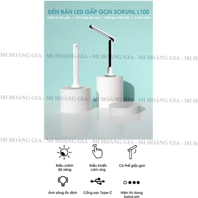 Đèn bàn gấp gọn sạc tích điện Xiaomi SOKUNL L100 - Hàng nhập khẩu