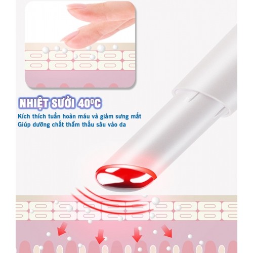 Bút Massage Mắt, Máy Mát Xa Môi Nhiệt Nóng Nikio NK-115 - Giảm Nếp Nhăn Và Thâm Quầng Mắt, Mỏi Mắt Hiệu Quả