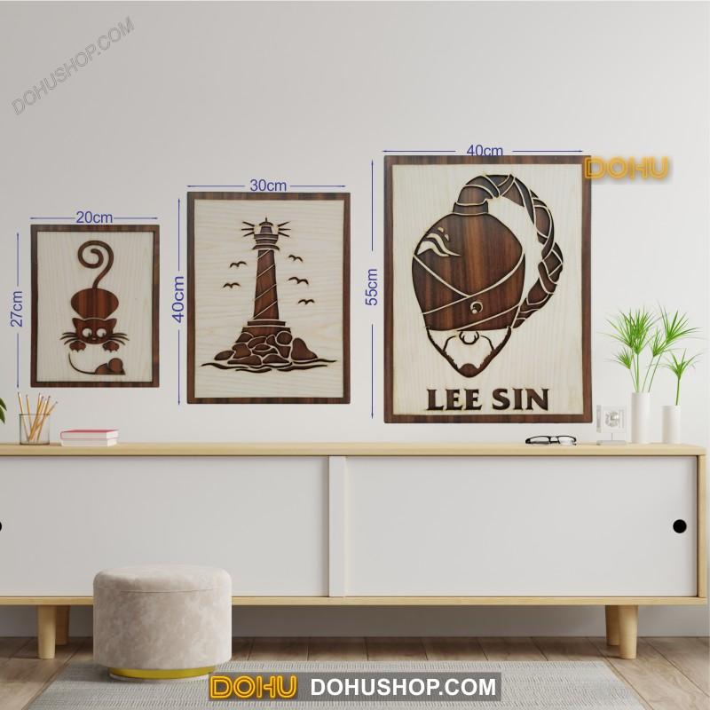 Tranh Treo Tường Bằng Gỗ Handmade DOHU015: Lee Sin - Thiết Kế Đơn Giản, Độc Đáo, Sang Trọng