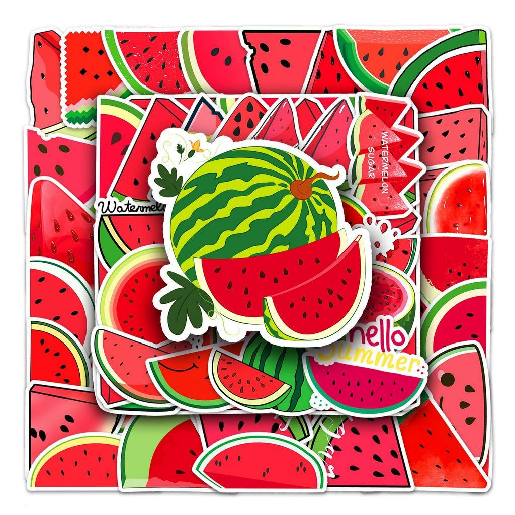 Bộ 50 Sticker Dưa hấu siêu đáng yêu trang trí sổ tay,mũ bảo hiểm