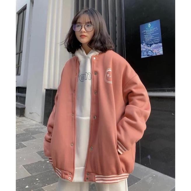 Áo Khoác Nỉ Bomber Jacket Chất Nỉ Ngoại Ko Xù Hình Cute Form Unisex