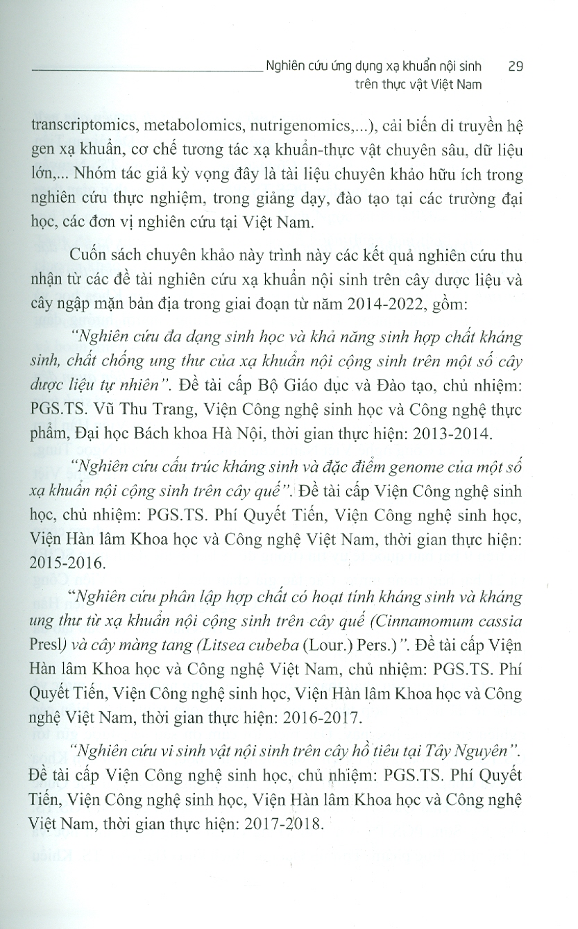 Nghiên Cứu Ứng Dụng Xạ Khuẩn Nội Sinh Trên Thực Vật Việt Nam (Bìa Cứng)