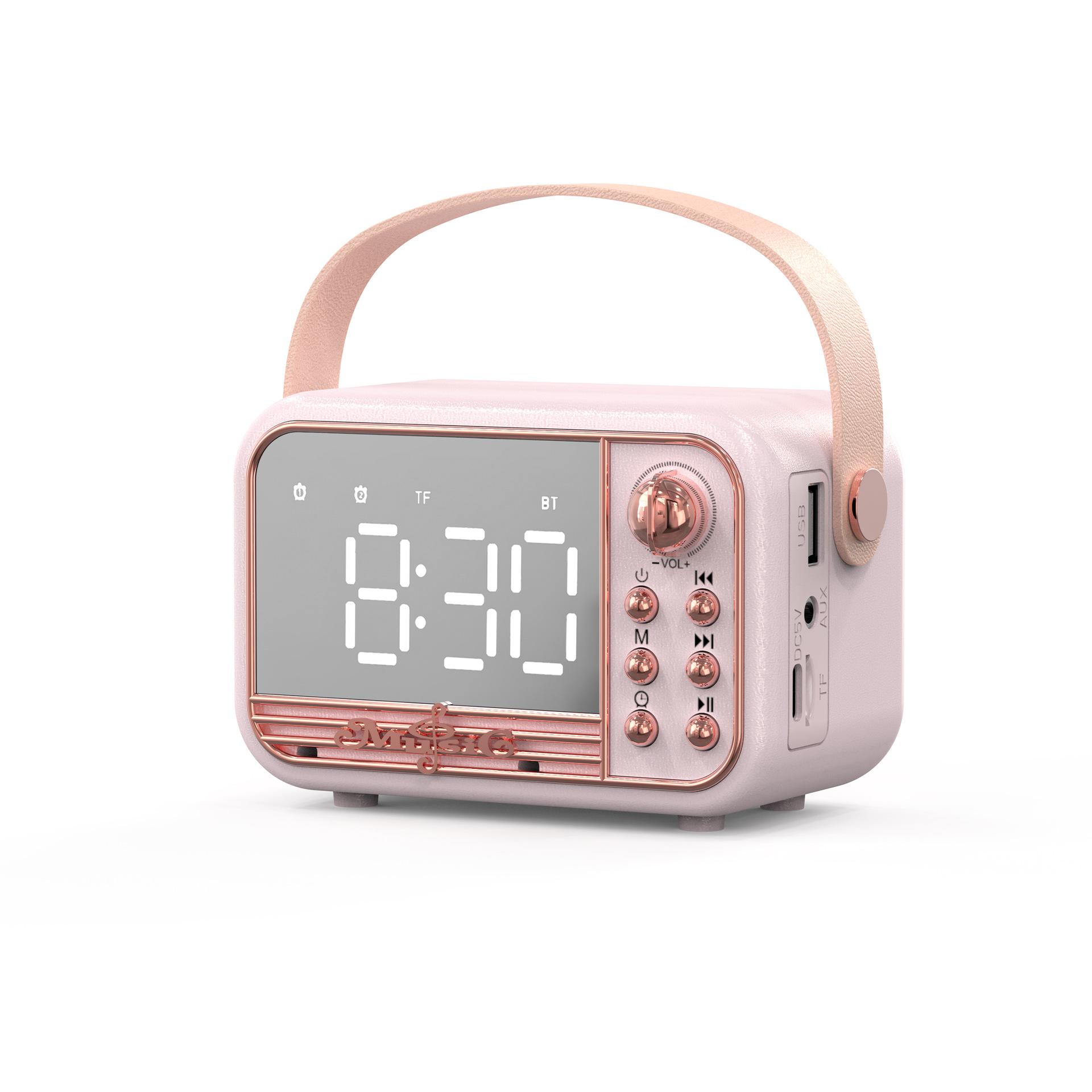 Âm thanh vòm 3D mới di động loa micro không dây di động thiết lập thẻ phát thanh âm thanh ngoài trời bluetooth thẻ DIY Home 2023 Color: Pink with Mic