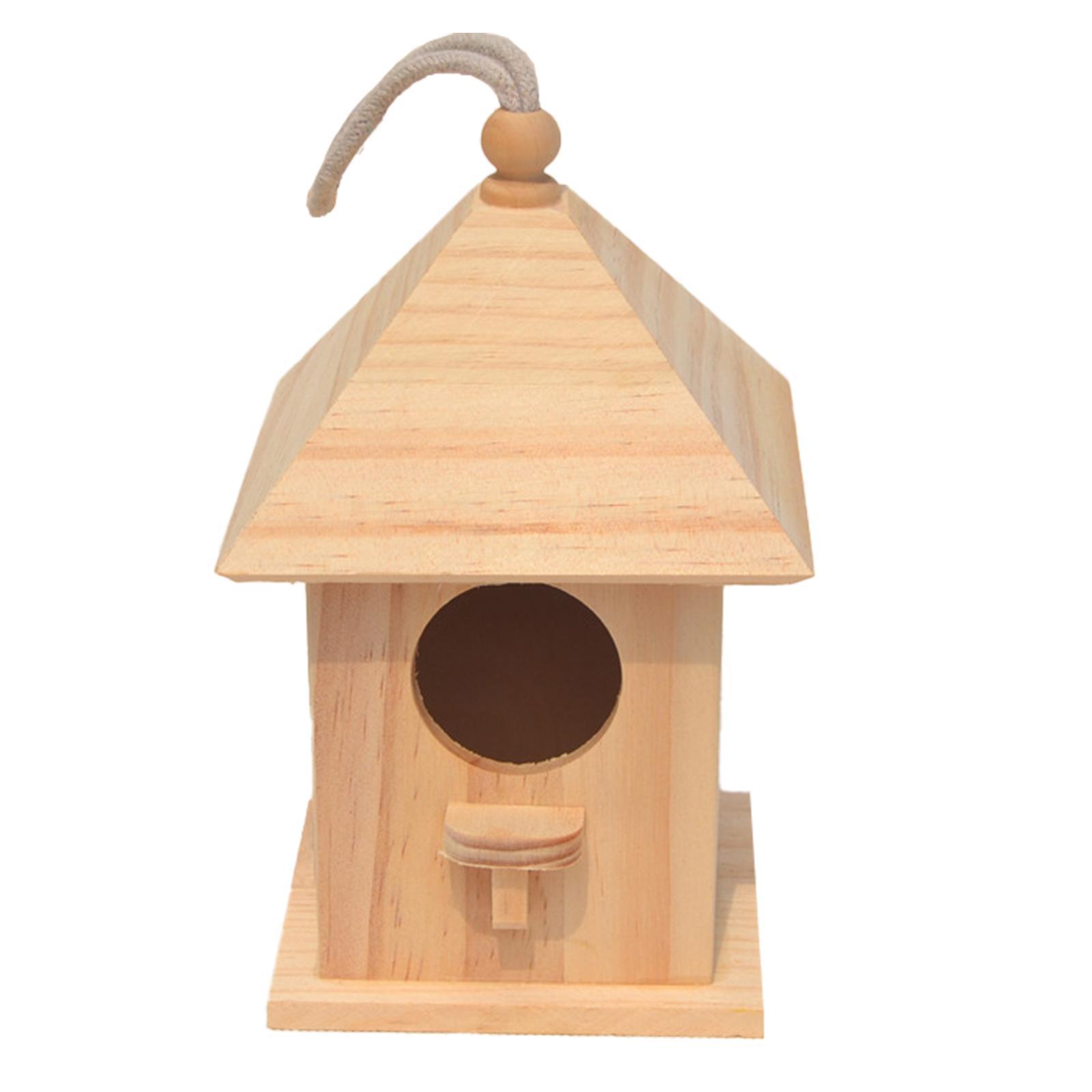 Wooden Birdhouse DIY Arts Crafts Natural Doodle Birdcage for Garden Outside