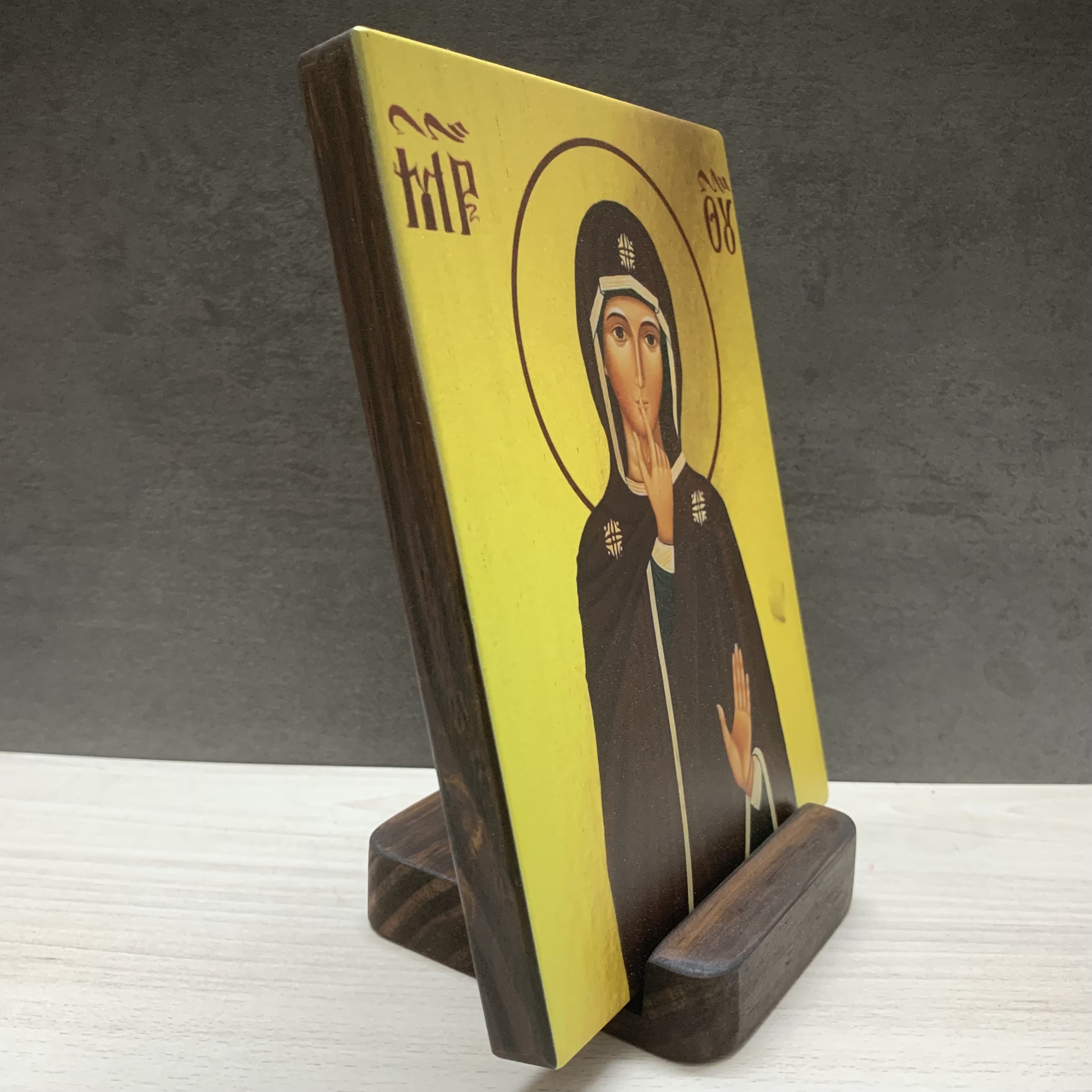 Tranh Gỗ Đức Mẹ Thinh Lặng - Tranh Công Giáo Thủ Công Màu Rustic/ Icon of Our Lady of Silence