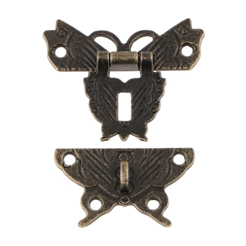 Butterfly Buckle Hasp Wood Box Wine Box With Buckle Antique Lock