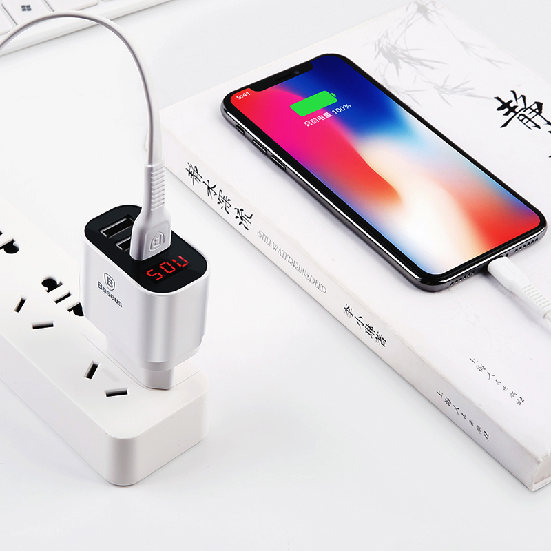 Adapter cóc sạc nhanh 3 cổng Baseus Travel Mirror Chip IC điều chỉnh dòng điện thông minh - Hàng chính hãng