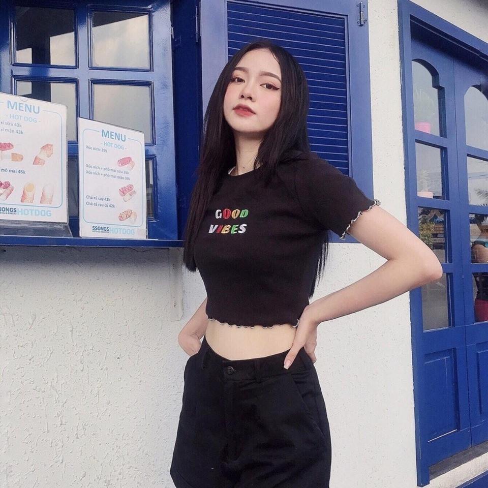 Áo croptop nữ tay ngắn form ôm tôn dáng cực xinh