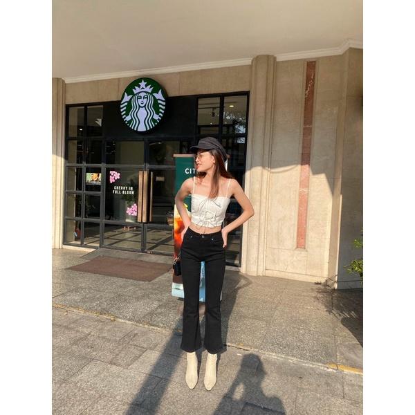 Quần Jean nữ ống loe cotton mềm co dãn