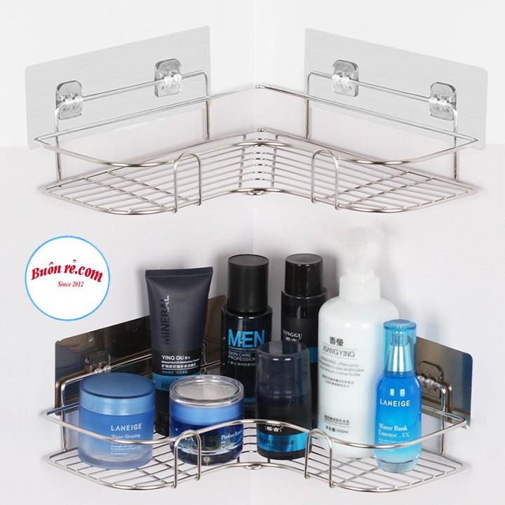 Kệ inox dán góc tường - giá đựng đồ trong nhà tắm cao cấp br01409