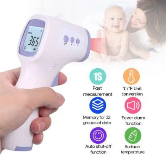 Nhiệt Kế Điện Tử Hồng Ngoại Đo Trán Cho Bjé – Màn Hình Màu, Không Chạm, Loại Xịn, đèn trang trí , đồng hồ treo tường