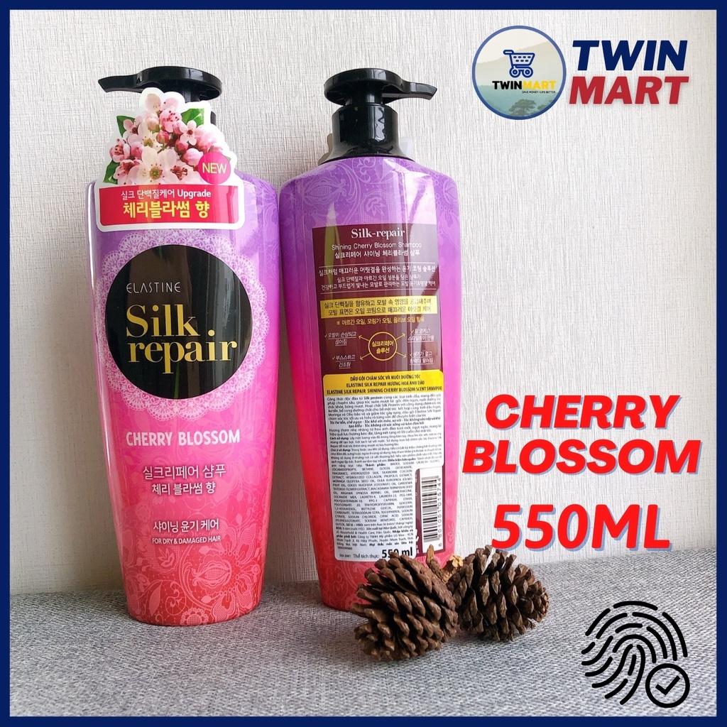 Dầu gội chăm sóc và nuôi dưỡng tóc Elastine Silk Repair Cherry Blossom 550ml sản xuất tại Hàn Quốc