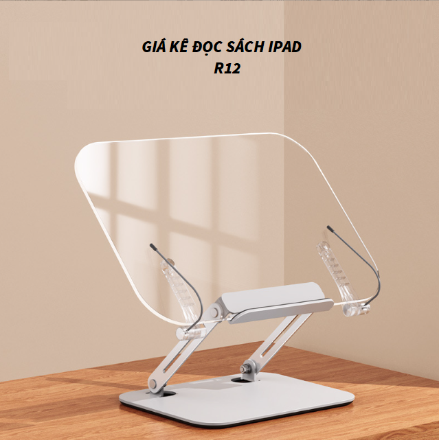Giá đỡ kê đọc sách, đọc kinh để bàn tiện lợi xoay 360 độ từ hợp kim nhôm và mika R08, R09.