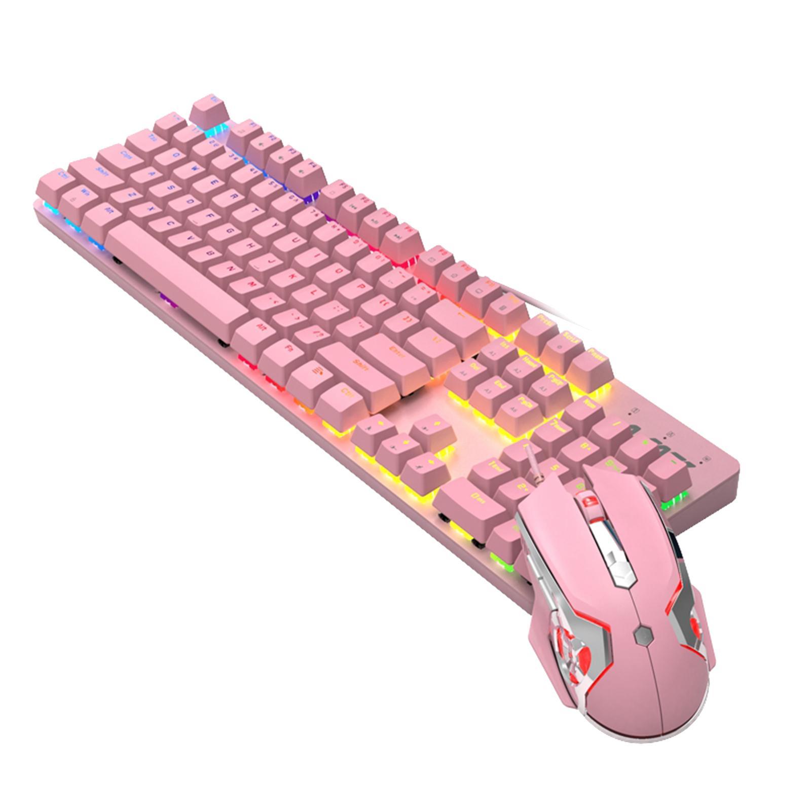 USB Mechanical Keyboard Blue/Red Switch Anti-Ghosting Mouse Set