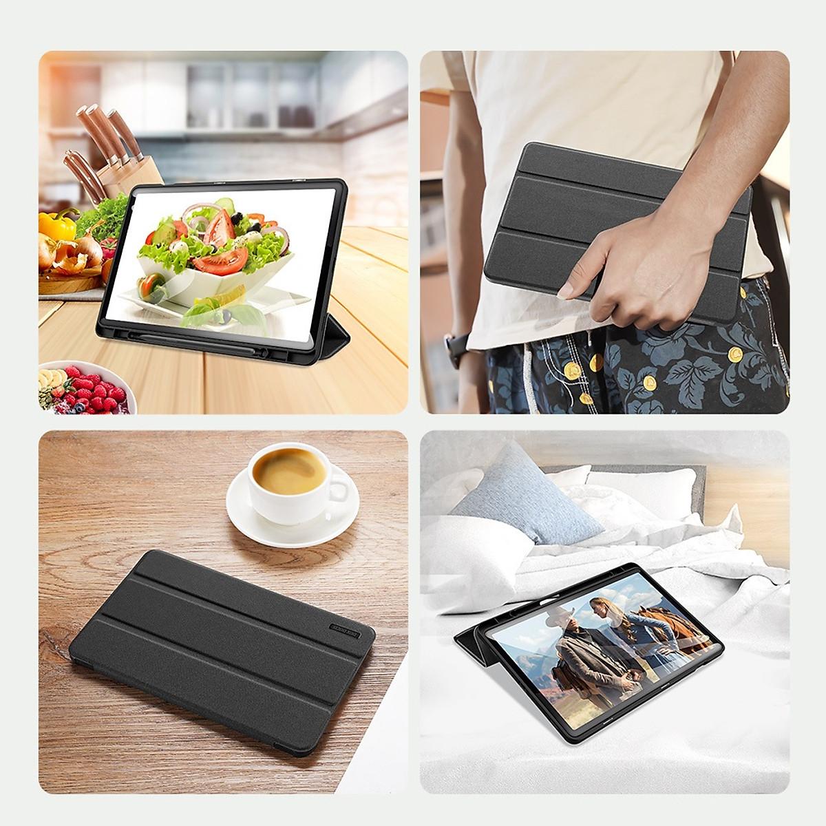 Bao da dành cho SamSung Galaxy Tab S9 Fe chính hãng Dux Ducis Domo chống sốc, có khay đựng bút - hàng chính hãng 