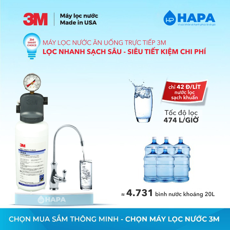 Máy Lọc Nước 3M ICE140-S Dành Cho Gia Đình Văn Phòng Quán Cà Phê Vừa Và Nhỏ HF40-S - Nhập Khẩu Mỹ, Hàng Chính Hãng 3M