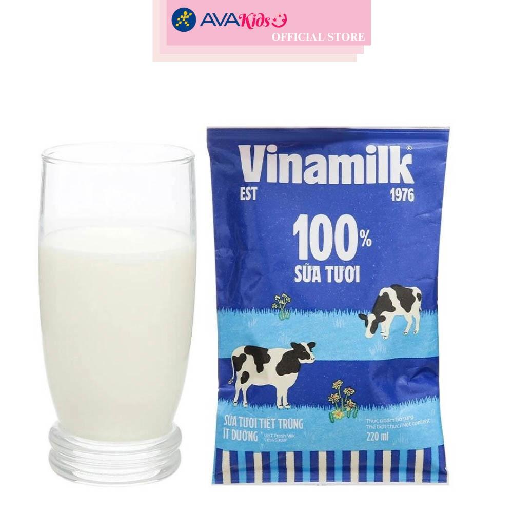 Thùng 48 bịch sữa tươi tiệt trùng Vinamilk ít đường 220 ml (từ 1 tuổi)