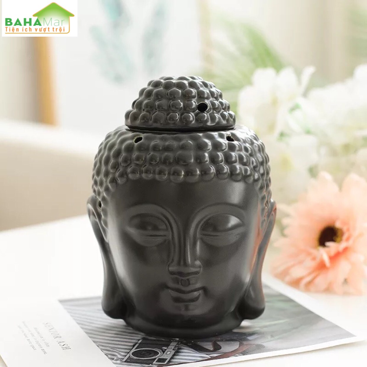 ĐẦU PHẬT ĐỐT NẾN XÔNG TINH DẦU BẰNG GỐM CAO CẤP - TRANG TRÍ NHÀ "BAHAMAR" sử dụng để trang trí nhà cửa và hương liệu. cho phép ánh sáng của nến tỏa sáng trong