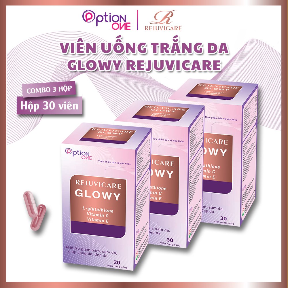 [COMBO 3 HỘP] Viên uống trắng da giảm nám Glowy Rejuvicare - 30 viên/ hộp