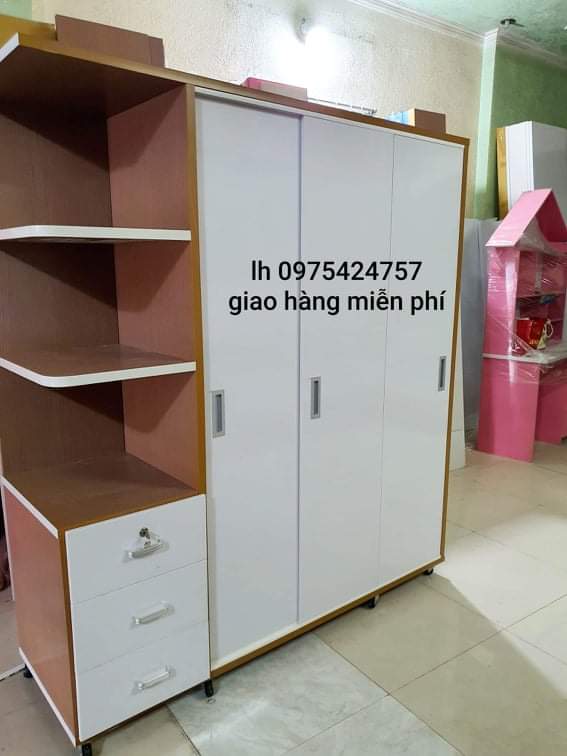Tủ nhựa đài loan 3 cánh 1 kệ cửa lùa