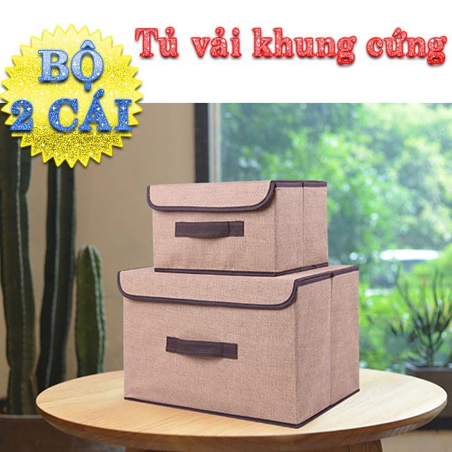 Combo 2 Hộp Vải Đựng Quần Áo - Hộp lưu trữ quần áo đồ lót đồ chơi đa năng