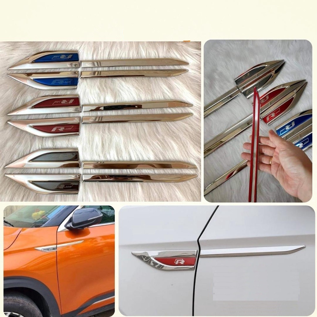 Bộ 2 cặp  ốp mang cá R-Line thể thao trang trí ô tô dán hai cửa
