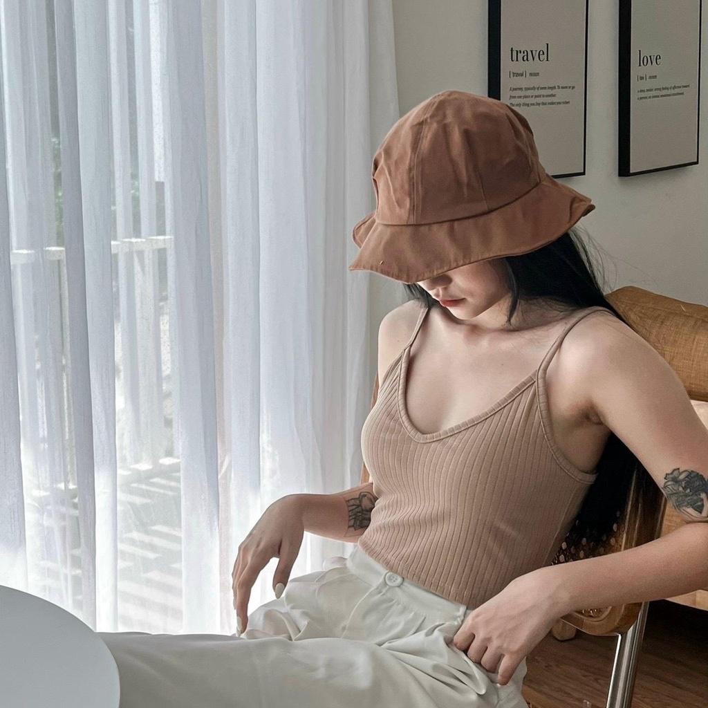 Áo Hai Dây Croptop PINKSTORE29, Dáng Rộng Cổ Tròn Nữ Tính A5397
