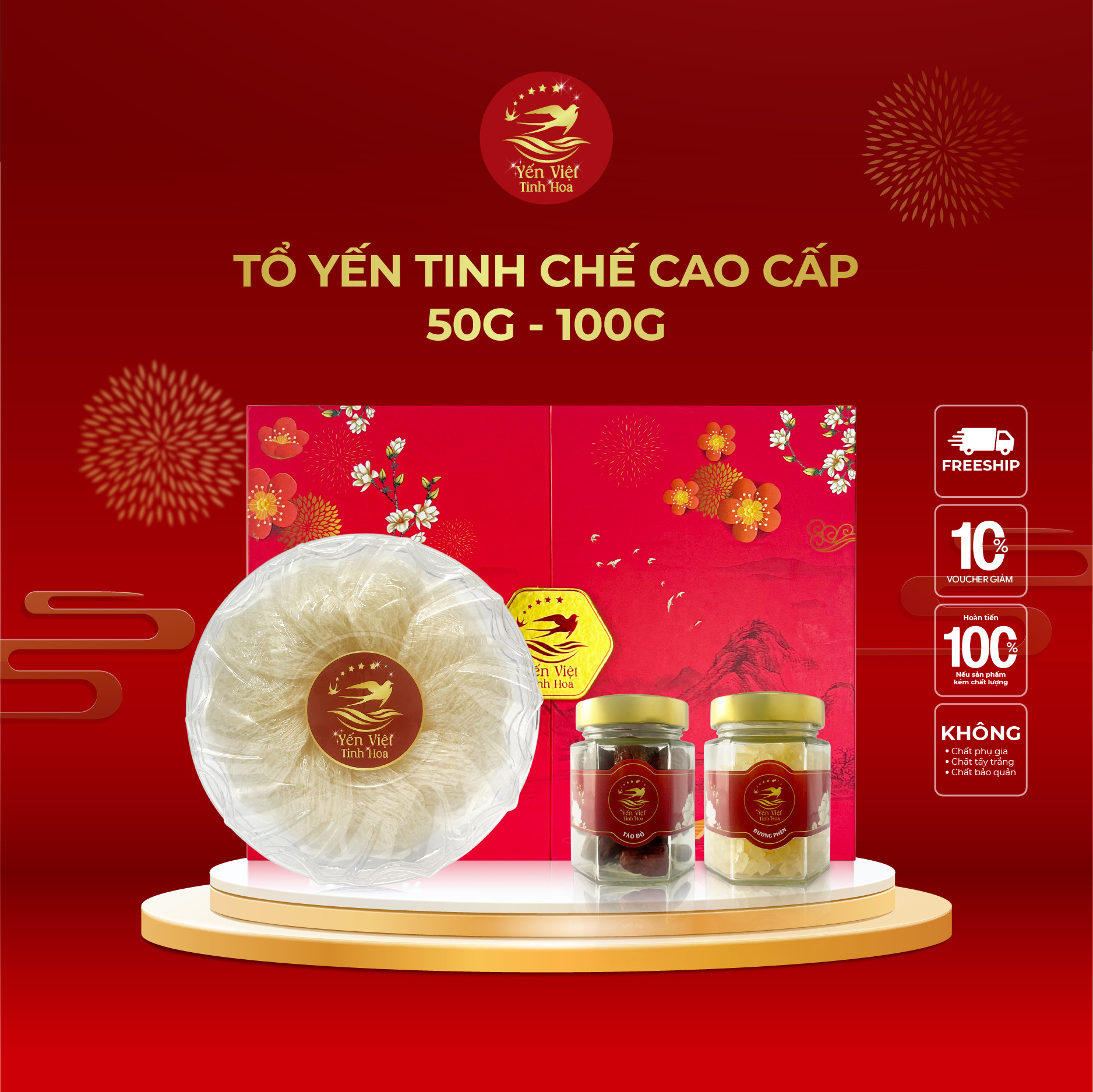 Tổ yến Tinh chế cao cấp 50 gram Yến Việt Tinh Hoa - Hàng chính hãng