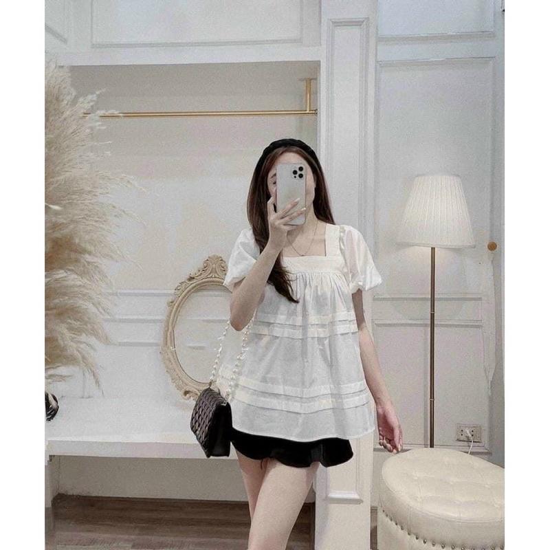 Áo Bầu Công Sở Cổ Vuông Điệu Đà