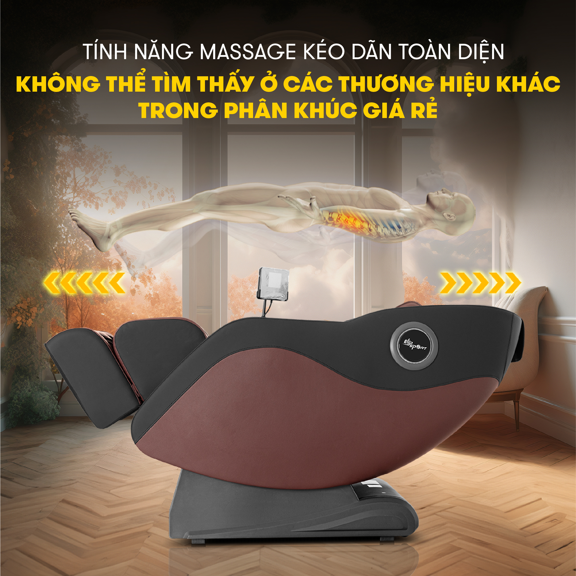 Ghế Massage ELIP D5 New - Công nghệ 2E Olymplus, 12 Bài Massage Tự Động, Day Ấn Huyệt Bàn Chân