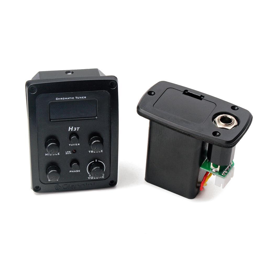 4-Band EQ Chromatic Tuner Black Set for Acoustic Guitar Replacement