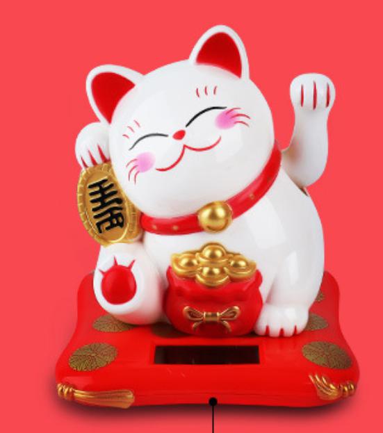 Mèo thần tài Maneki Neko vẫy tay pin mặt trời - M