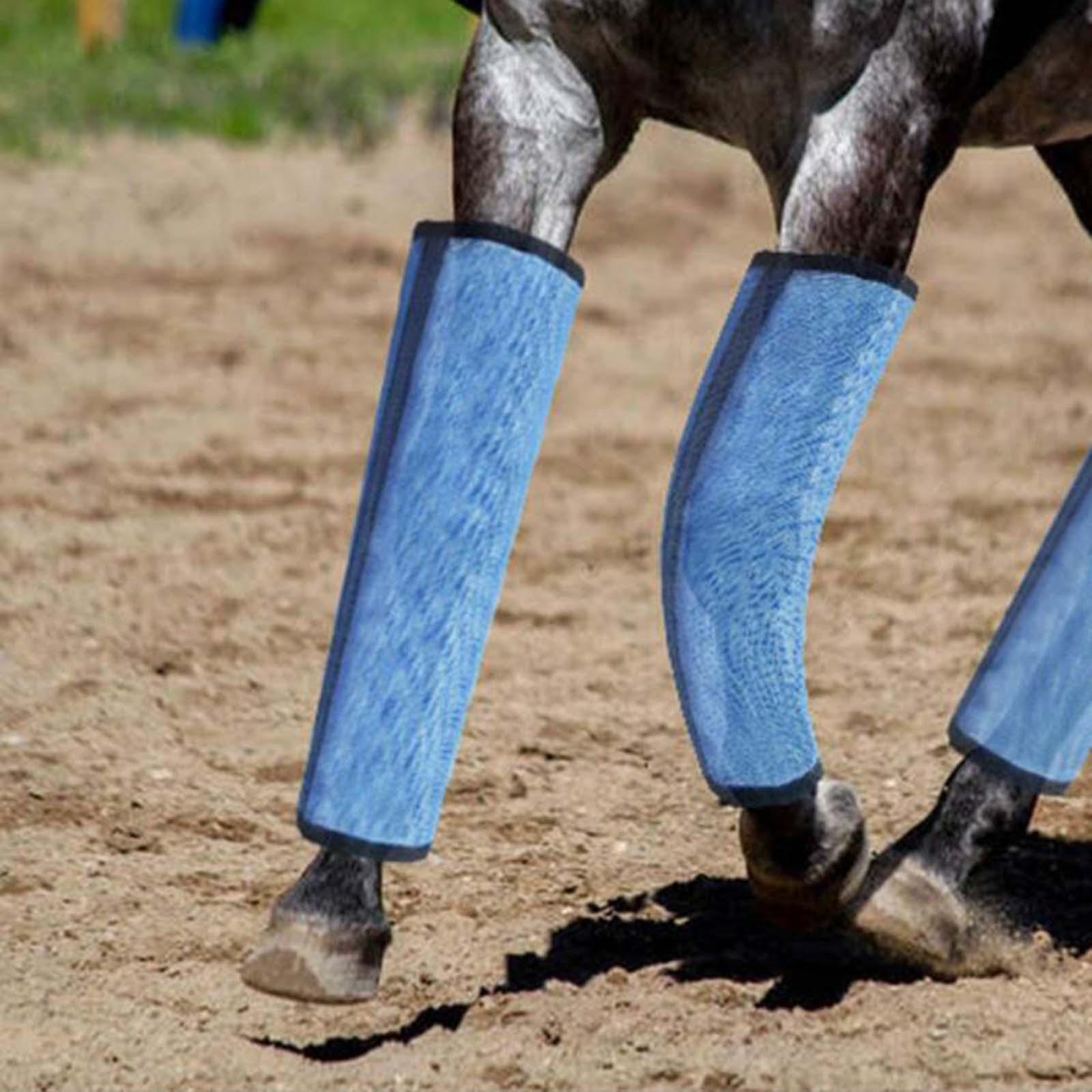 4Pcs Horse Fly Leg Boots Leg Guard Durable Fine Mesh Blue Horse Leggings Breathable Protective Sports Protection Training Outdoors