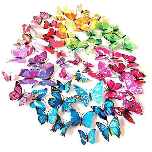 Combo 12 decal dán tường hình bướm 3D trang trí nhà cửa
