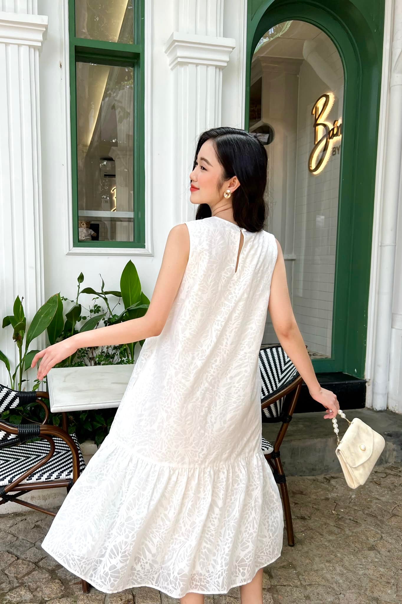 OLV - Đầm White Pattern Loose Dress