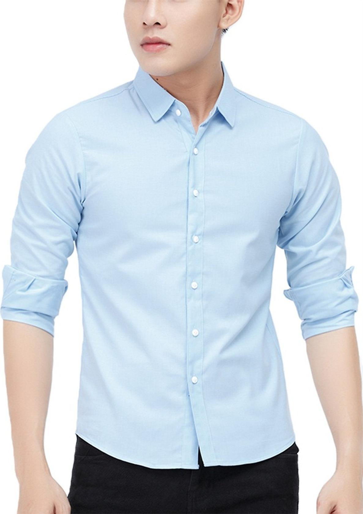 Áo Sơ Mi Nam Công Sở Hàn Quốc, Chất Liệu Cao Cấp, Thời Trang - Xanh nhạt - XL