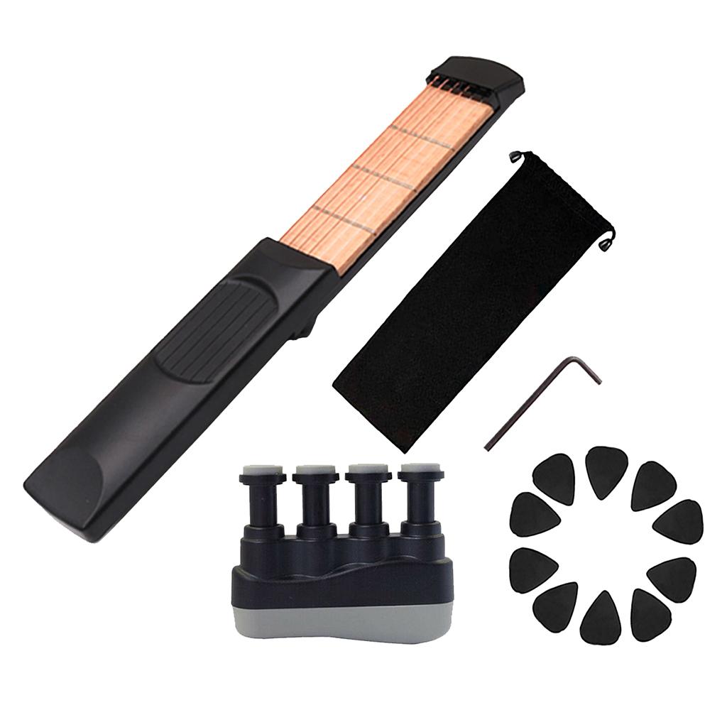 1 Set Right Hand 4 Fret 6 Strings Pocket Guitar Travel Guitar for Beginner Kids Practice Tool
