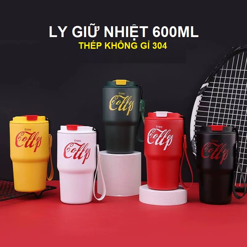 Ly giữ nhiệt có ống hút dung tích 600ml chất liệu thép không gỉ inox 304 thích hợp làm cốc đựng nước giữ nhiệt 6-8 tiếng