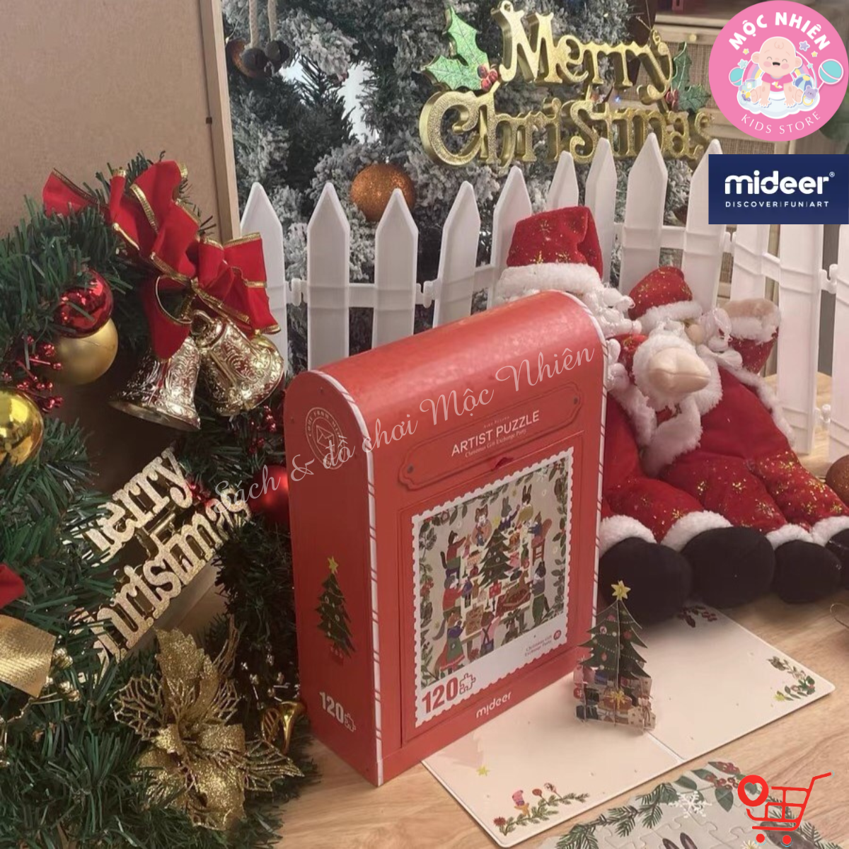 Đồ Chơi Xếp Hình Puzzle Chủ Đề Noel 2024 - Mideer Christmas Gift Box Puzzle - Đồ Chơi Giáng Sinh Cho Bé