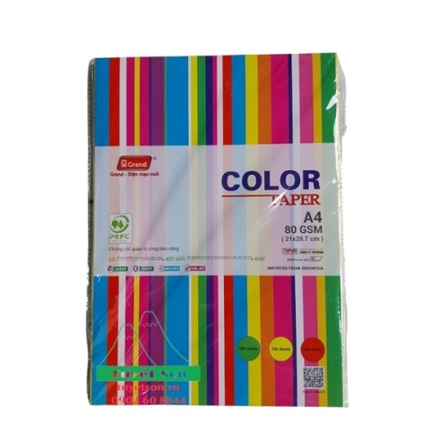 Giấy A4 màu Grand 80gsm