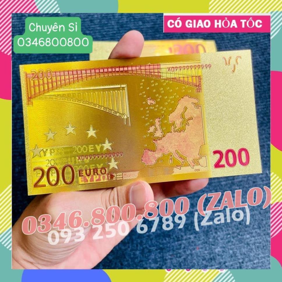 Tờ Tiền Kỉ Niệm 200 EURO Plastic Mạ Vàng Lì Xì Tết May Mắn