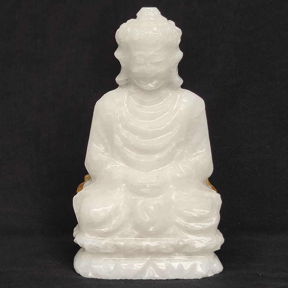 Tượng Phật Thích Ca Đá Trắng - Mx - Hợp Mệnh Kim, Thuỷ