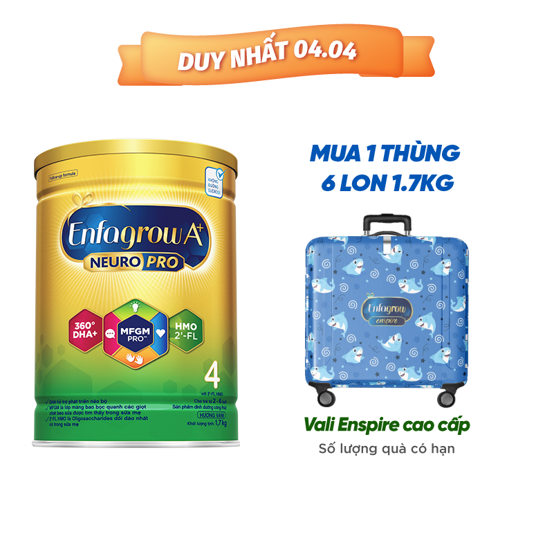 Thùng 6 lon sữa bột Enfagrow A+ NeuroPro 4 với 2’-FL HMO cho trẻ từ 2 – 6 tuổi – 1.7kg