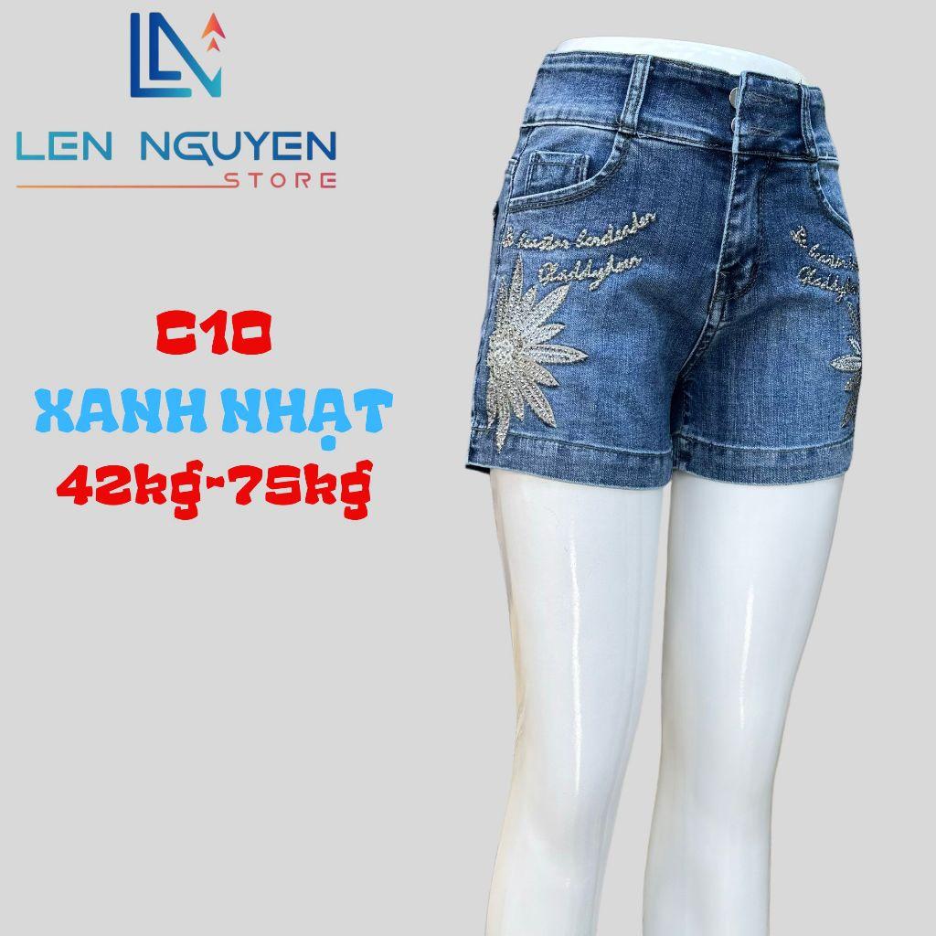 C10_Quần jean nữ, đùi, lưng cao, quần bò nữ dáng ôm, quần rin nữ có big size, cho 42kg đến 75kg,LEN NGUYEN STORE - Xám