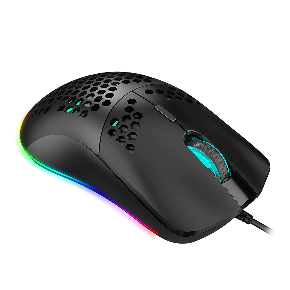 Chuột Chơi Game, Văn Phòng Có Dây HXSJ J900 Độ Nhạy Sáng 6400DPI - USB Wired Gaming Mouse RGB Gaming Mouse with Six Adjustable DPI Ergonomic Design for Desktop Laptop Black - Hàng Chính Hãng