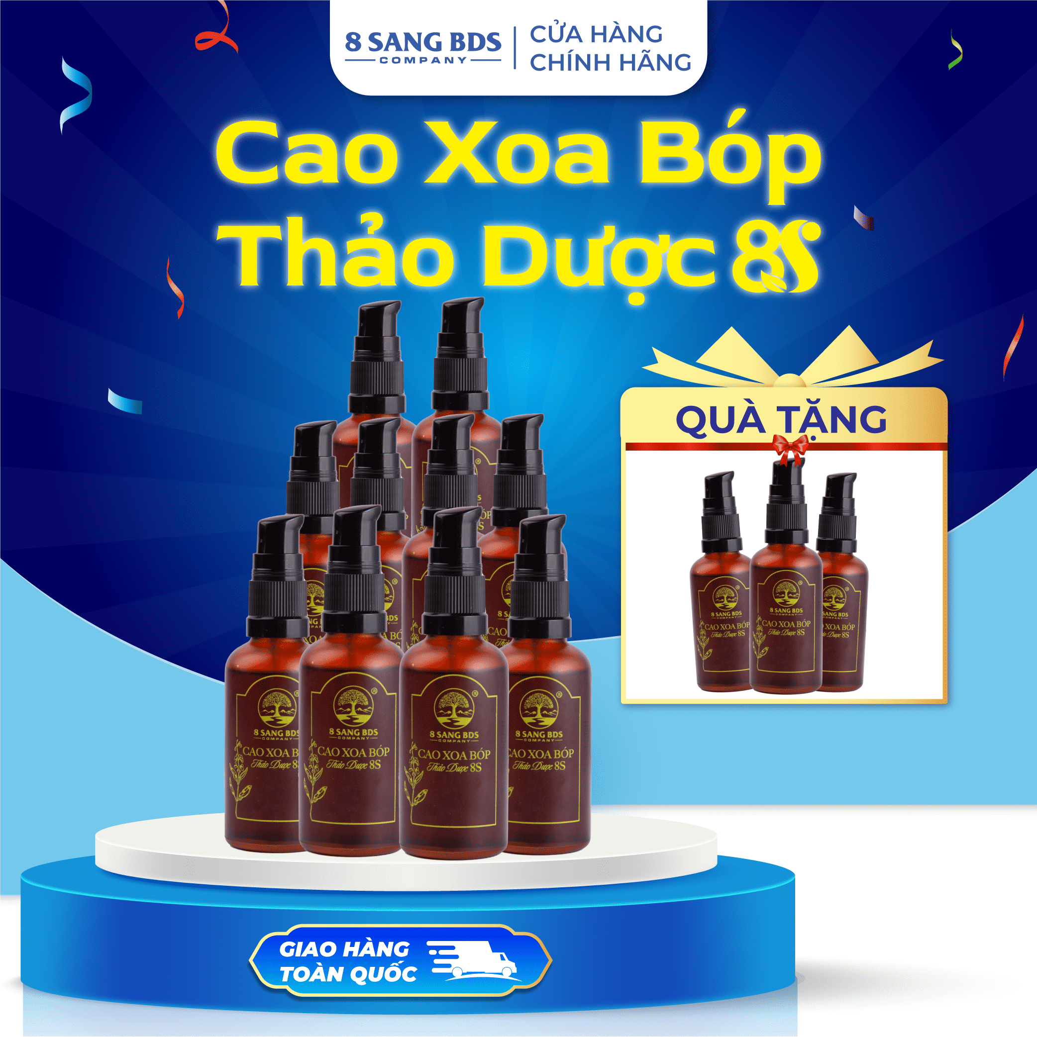 (Tặng 3 Chai cao) Set 10 Chai cao xoa bóp thảo dược 8S - 8 Sang BDS 02.24