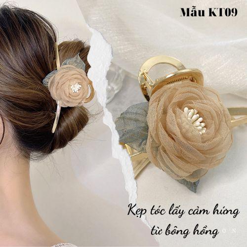 Kẹp tóc hàm cá mập hình bông hồng KT09 phong cách Hàn Quốc