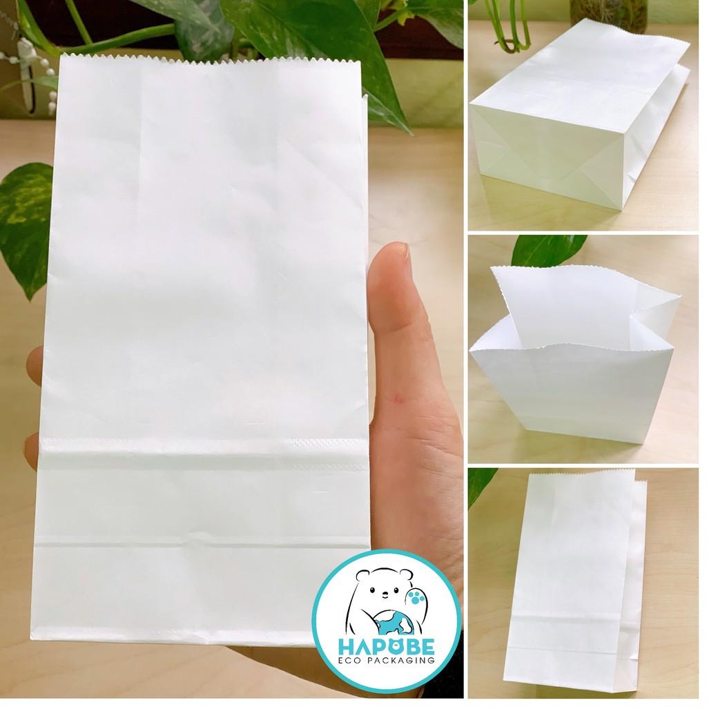 100 túi giấy Kraft nhật không quai đựng thức ăn, đựng hàng 9x5.5x17cm màu trắng